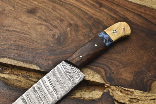Handmade Twist Damascus Chef Knife with Hardwood Handle – Best Selling Kitchen Knife