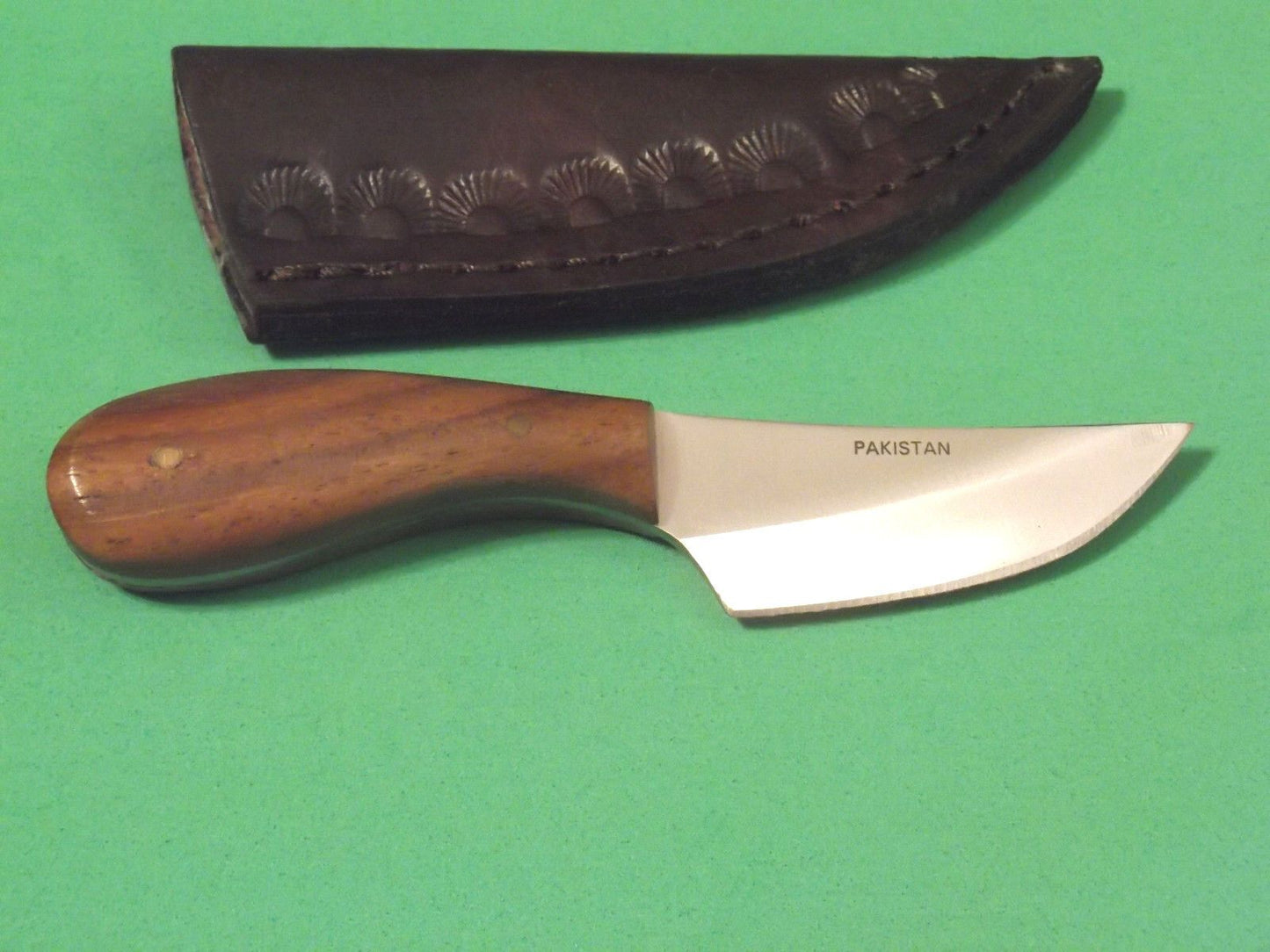 Small Skinner Patch Knife – 2.25" Stainless Steel Blade with Brown Wood Handle & Leather Sheath