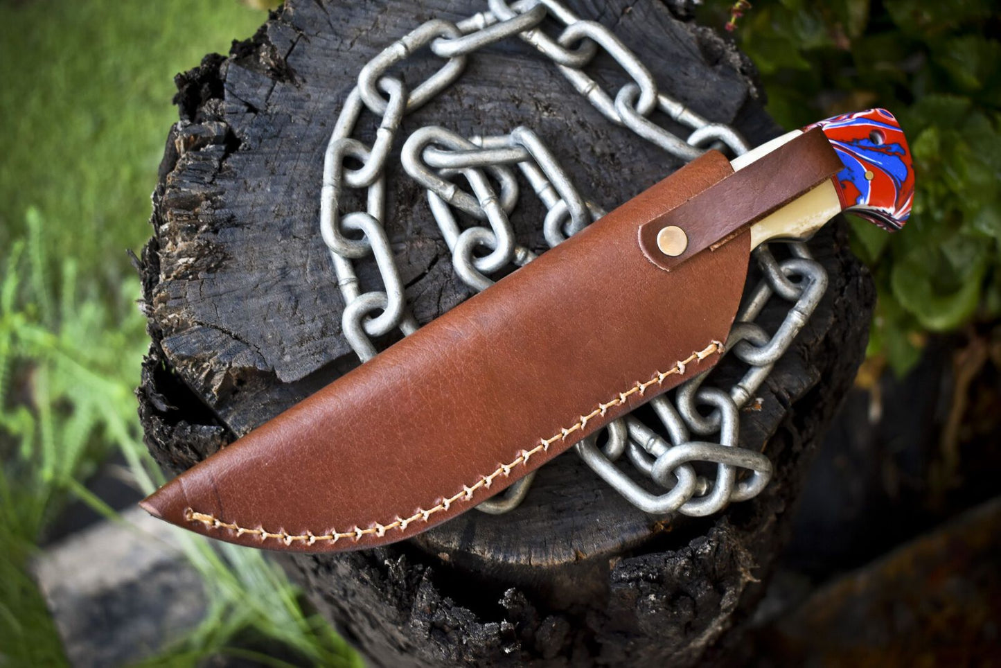 Handmade Gut Hook Skinner Knife Twist Damascus Bone Handle Micarta Guard – Camping Hunting Knife with Sheath