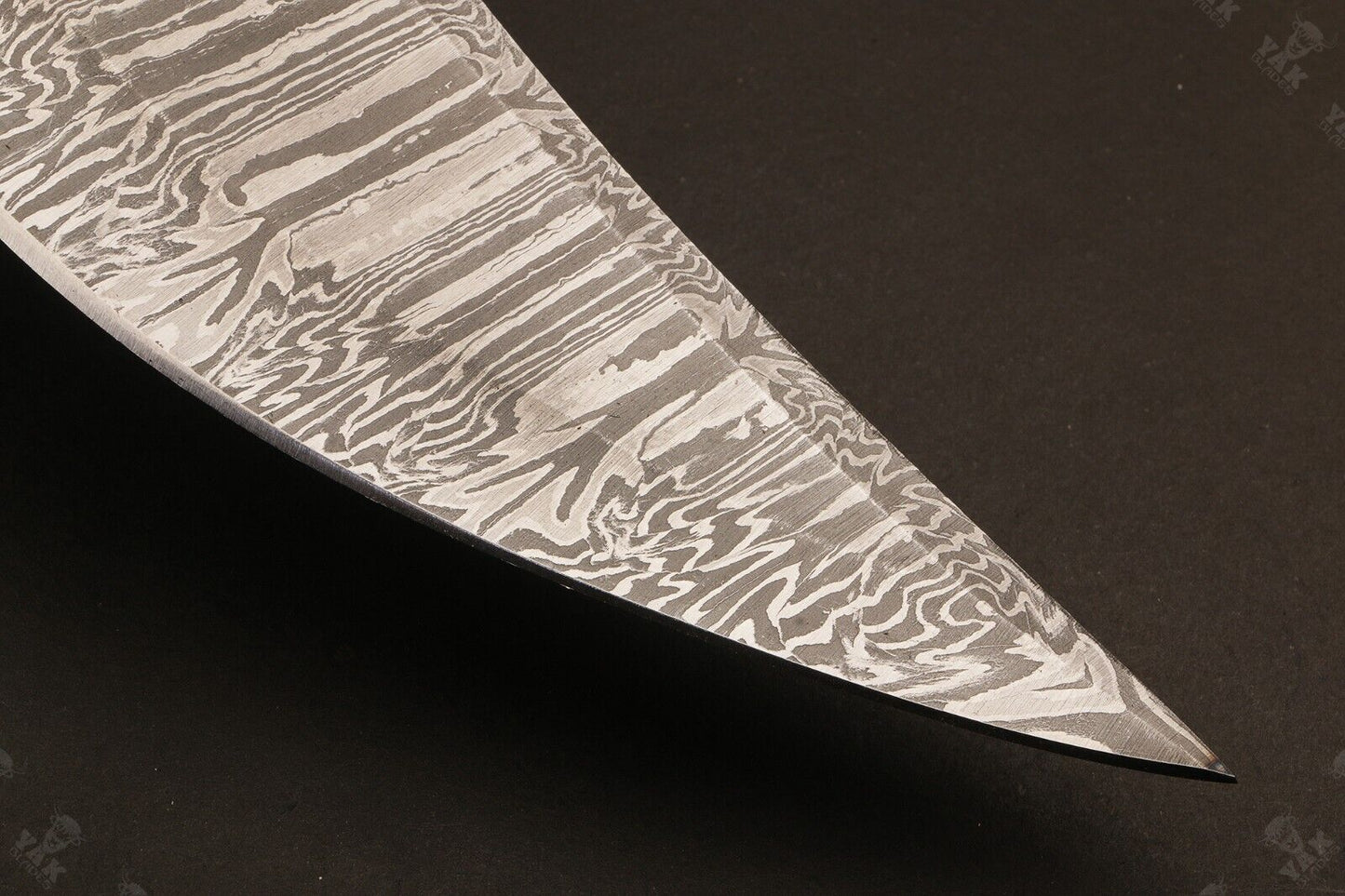 16 Inch Fire Pattern Damascus Bowie Knife with Wood Handle by Heritage Forge