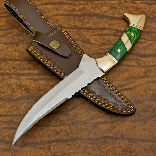 Expertly Handcrafted 12-Inch D2 Steel Full Tang Bowie Hunting Knife with Pakka Wood Handle