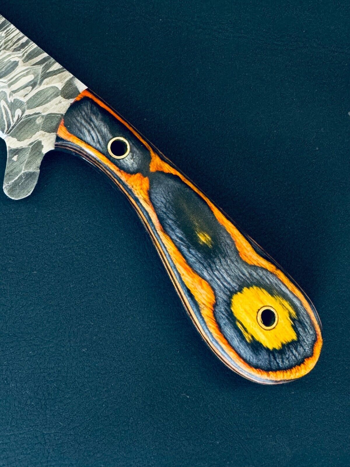 Cowboy Bull Cutter Knife 12" Fire Storm Damascus Steel Bull Cutter Knife With Wood Handle