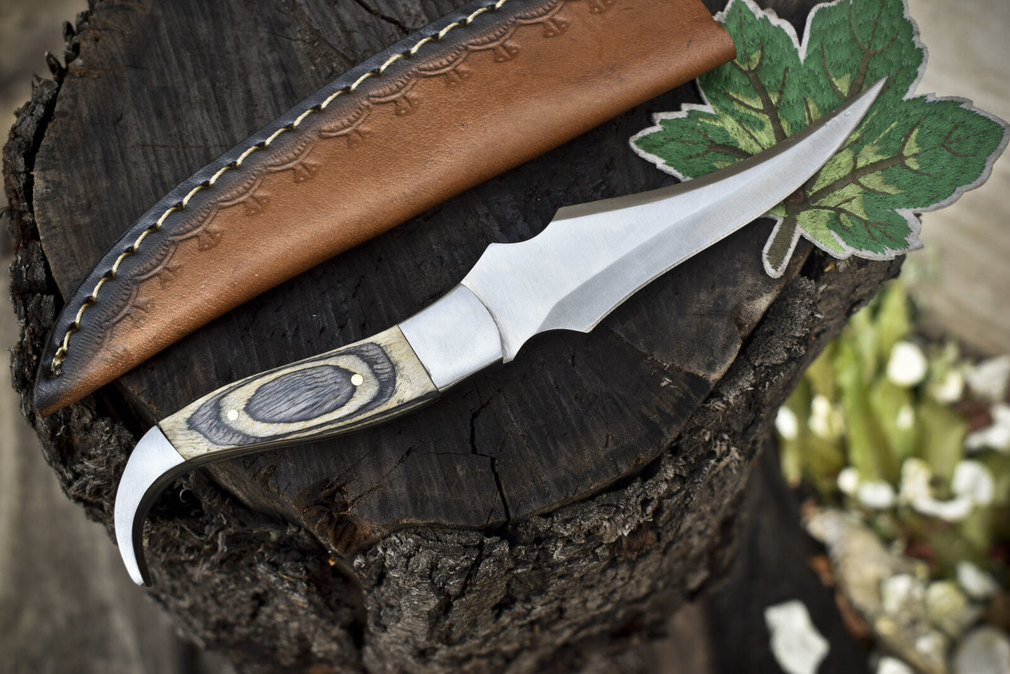 8.5" Hand Forged Skinner Knife | 440C Steel Blade | Hardwood Handle with Steel Bolster