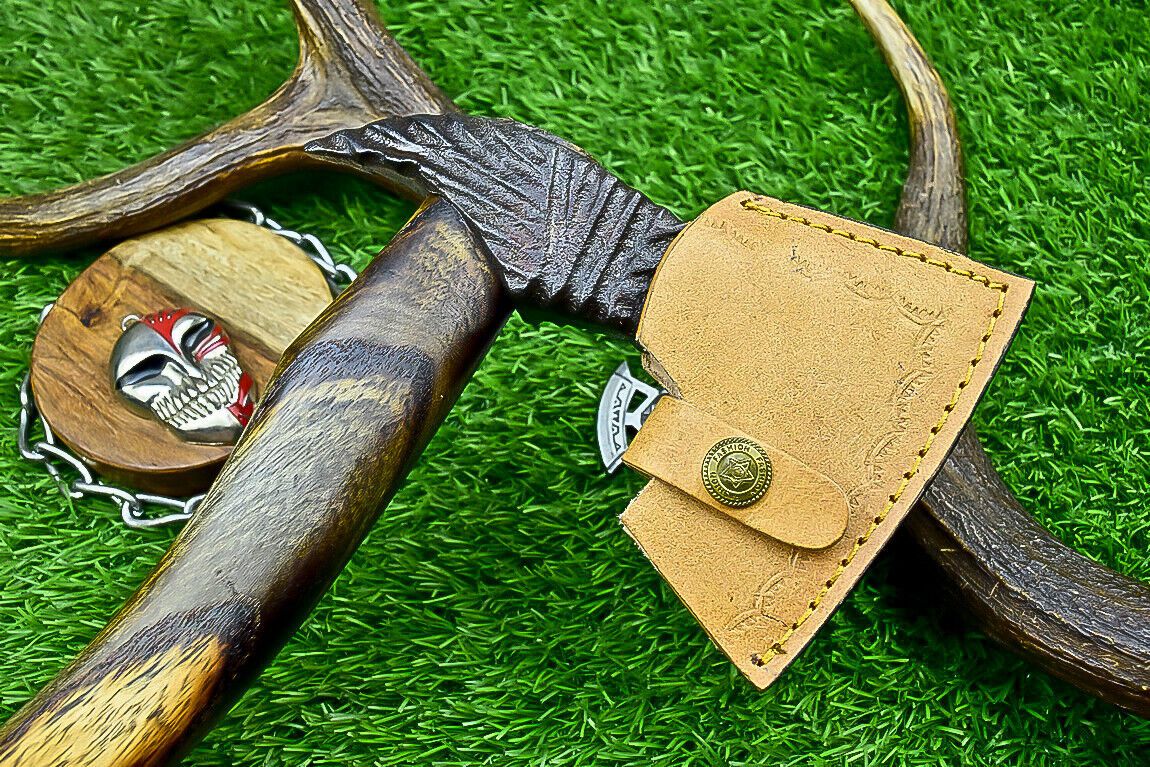 Viking Axe – Handcrafted Carbon Steel Tomahawk with Leather Sheath