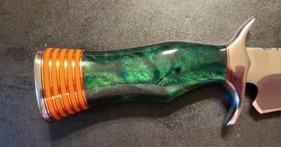 Rare Custom Handmade D2 Tool Steel 12-Inch Bowie Hunting Knife with Resin Handle – Fixed Blade