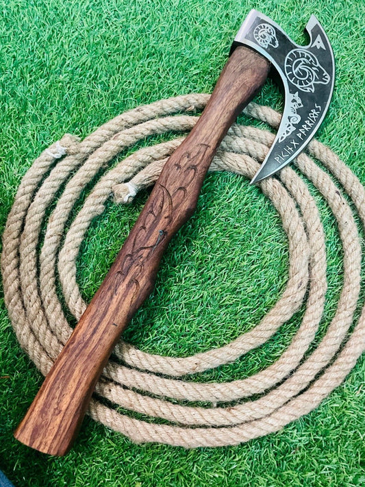 Handmade Forged Carbon Steel Viking Bearded Camping Hatchet Tomahawk Axe