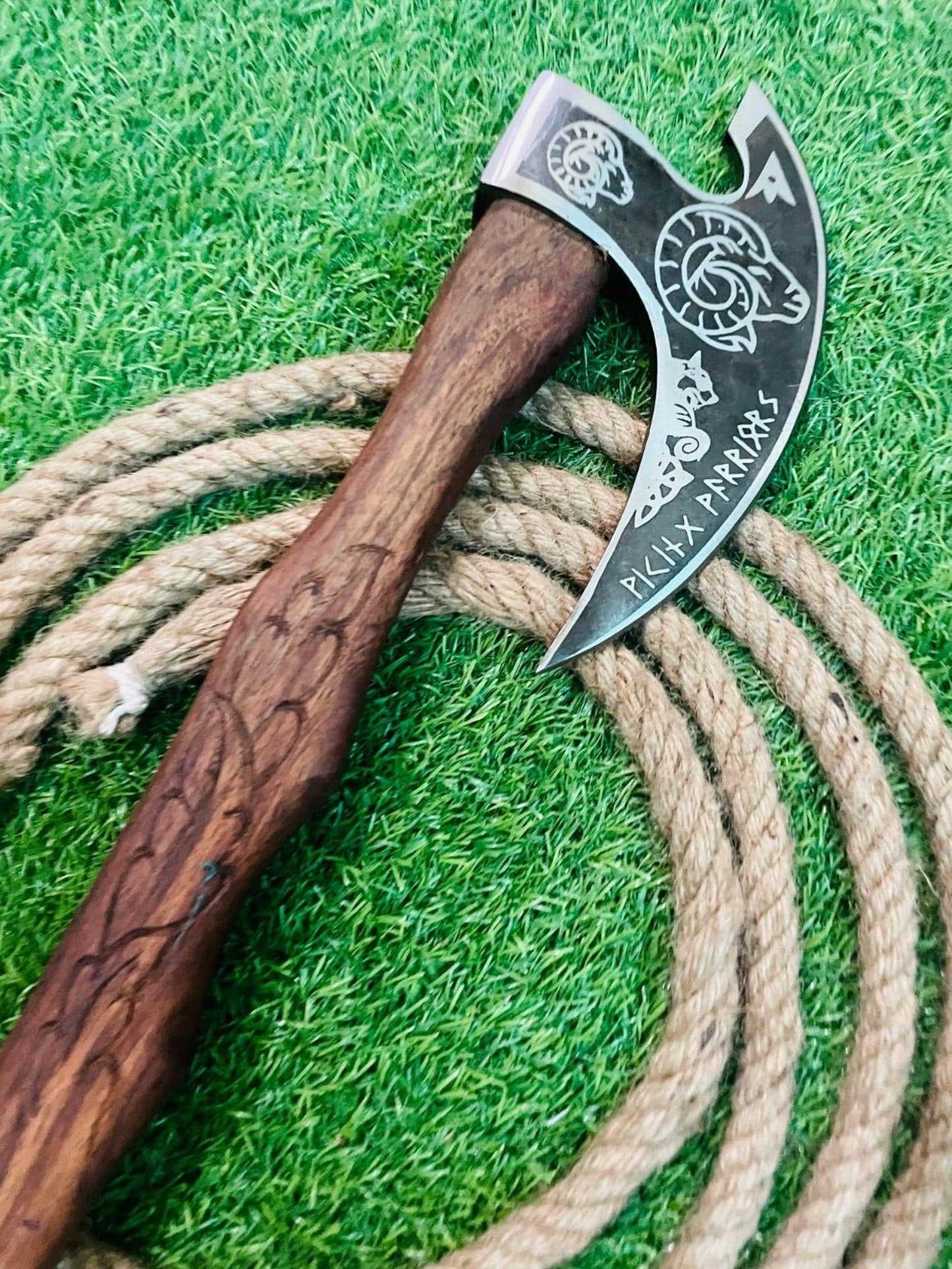Handmade Forged Carbon Steel Viking Bearded Camping Hatchet Tomahawk Axe