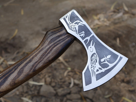 Handmade 18 Inch Viking Tomahawk Axe with Forged Carbon Steel Blade and Ash Wood Handle