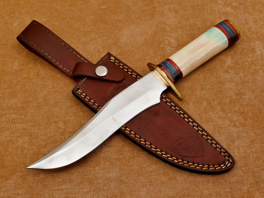 Handmade D2 Steel Clip Point Bowie Knife | Fixed Blade Hunting Knife