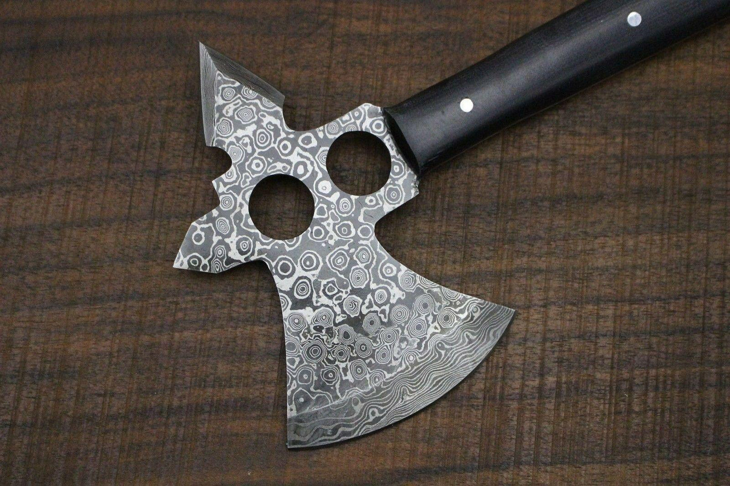 Handmade Damascus Steel Viking Axe with Micarta Wood Handle for Bushcraft and Camping