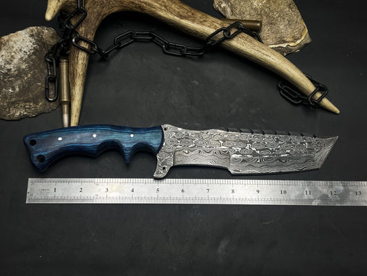 Handmade Damascus Steel Hunting Tracker EDC Knife with Wood