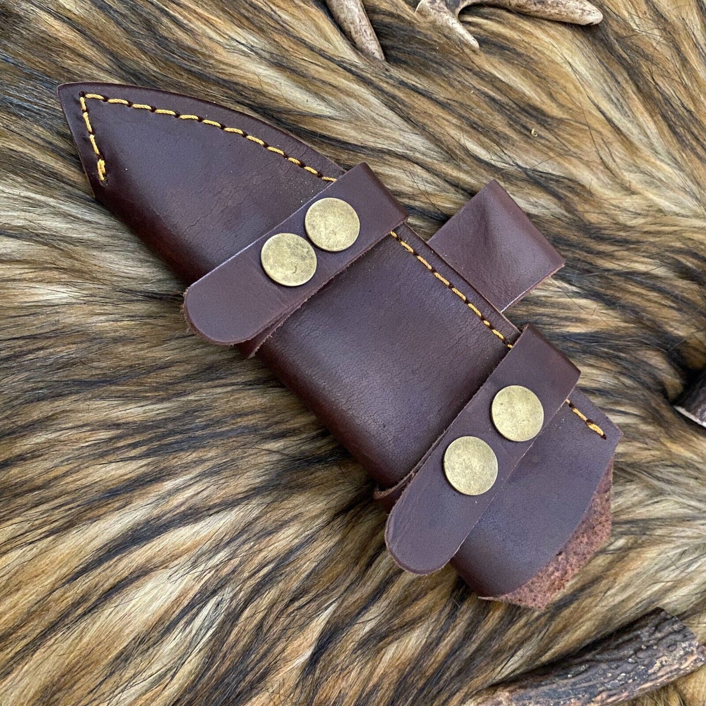 Twist Damascus Steel Skinner Knife Full Tang Cleaver Style with Wood Handle and Sheath