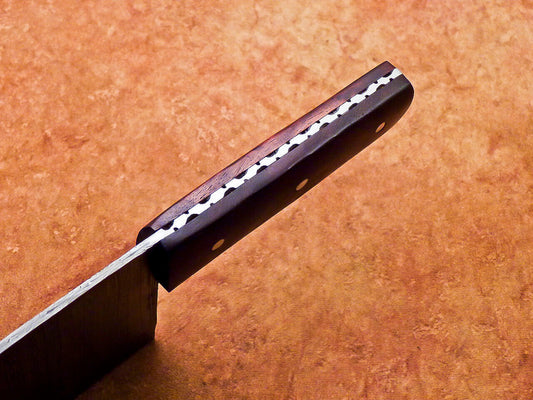 12" Professional Chef Chopper Knife Cleaver Damascus Blade Wood Handle with Leather Sheath