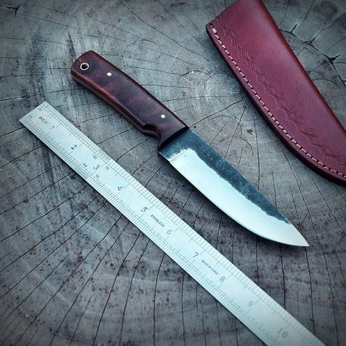 9” Handmade Carbon Steel Skinner Knife | Wood Handle | Hunting Knife