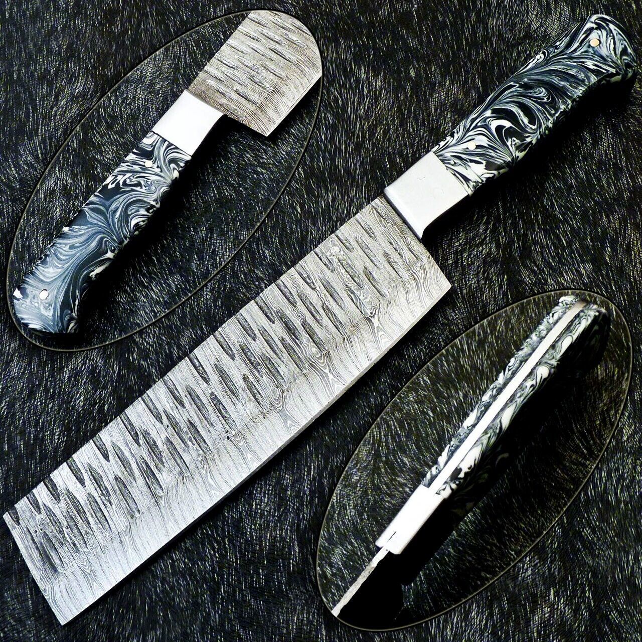 12" Custom Hand Forged Damascus Steel Chopper Knife | Kitchen & Chef Knife