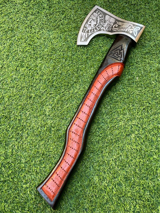 ustom Handmade Viking Axe – Premium Carbon Steel Hatchet 19"
