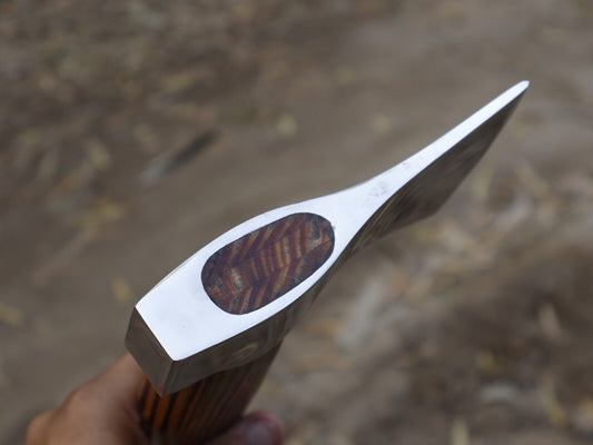 High Polish Viking Axe 16 Inch Yellow Pine Ash Wood Handle with Leather Sheath