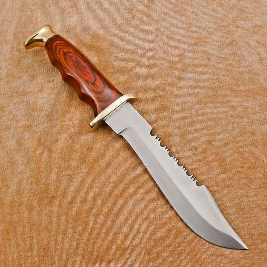 Handmade 12" D2 Steel Fixed Blade Bowie Hunting & Camping Knife – Full Tang