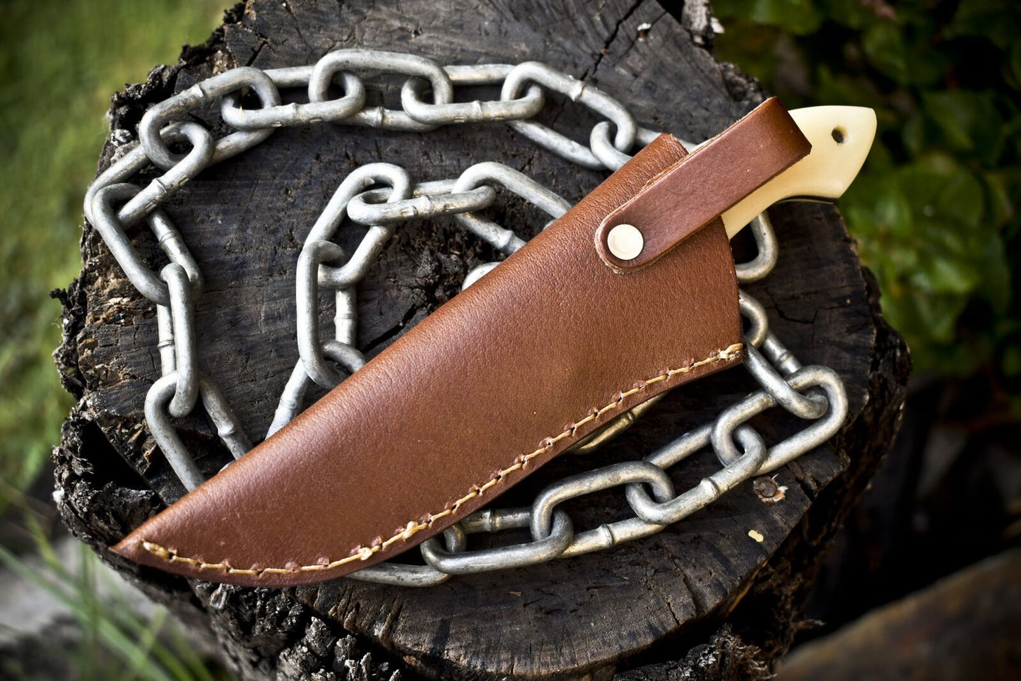 Twist Damascus Skinner Knife with Bone Handle and Micarta Bolster – Handmade Hunting Sports Knife
