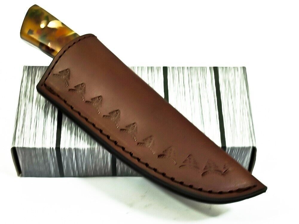 Handmade Damascus Steel Bull Cutter Knife 7" Full Tang Hunting knife with Resin Handle