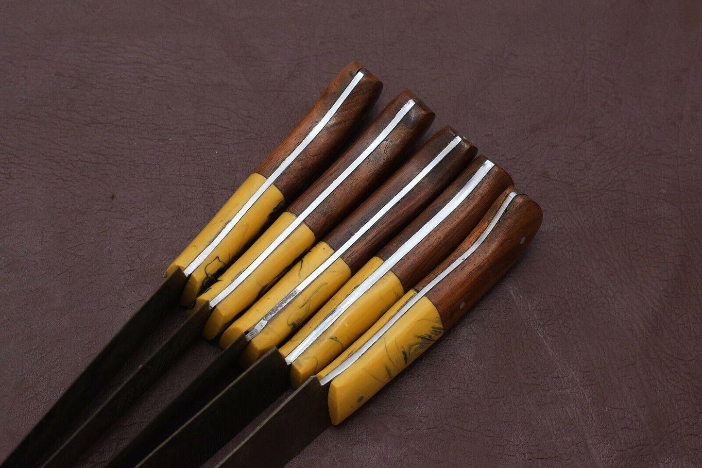 Handmade Damascus Steel Chef Knife Set with Pakka Wood Handles – Custom Kitchen Knives