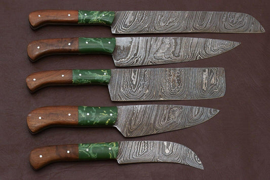 Handmade Damascus Chef Knife Set – Pakka Wood Handle – 256 Layers Steel