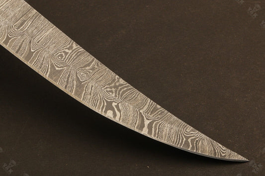 13.5" Hand Forged Damascus Fillet Knife Ladder Damascus Kitchen Knife with Wood Handle