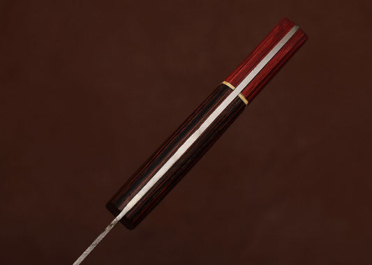 Handcrafted Damascus Steel Chef Fillet Knife with Full Tang Pakka Wood Handle & Leather Sheath