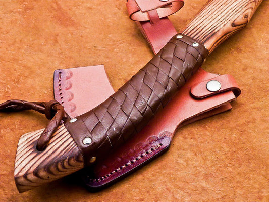 Hand Forged Viking Bearded Axe – 18 Inch Carbon Steel Hatchet with Olive Wood Handle