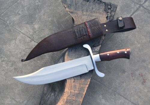 17" Custom Handmade D2 Steel Heavy Duty Survival Hunting Bowie Knife with Leather Sheath