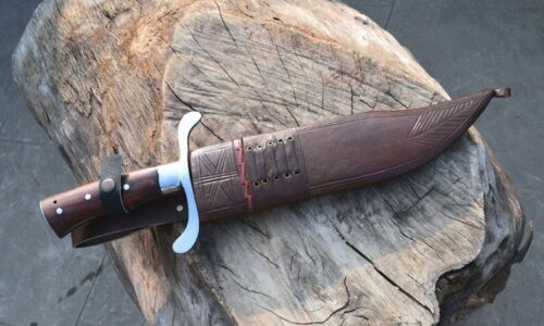 17" Custom Handmade D2 Steel Heavy Duty Survival Hunting Bowie Knife with Leather Sheath