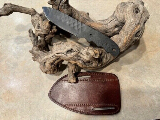 8.25" Hand-Forged 1095 Carbon Steel Skinner Knife Blank with Leather Sheath