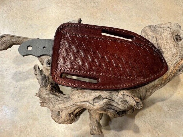 8.25" Hand-Forged 1095 Carbon Steel Skinner Knife Blank with Leather Sheath