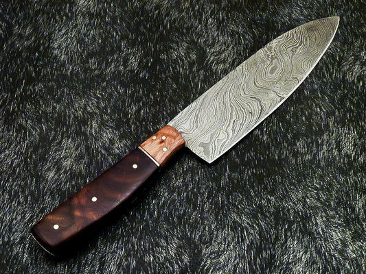 11" Handmade Damascus Steel Chef Knife – Professional Kitchen Knife with Natural Wood Handle