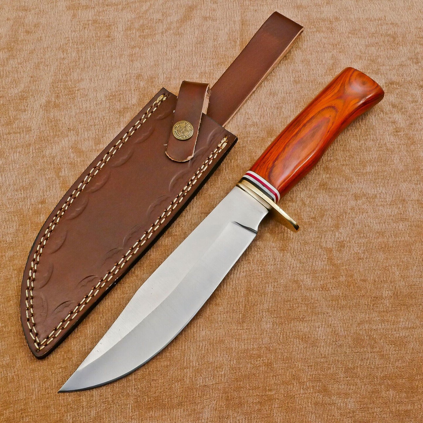 Huge Handmade D2 Clip Point Fixed Blade Bowie Hunting Knife – Full Tang Outdoor Tool