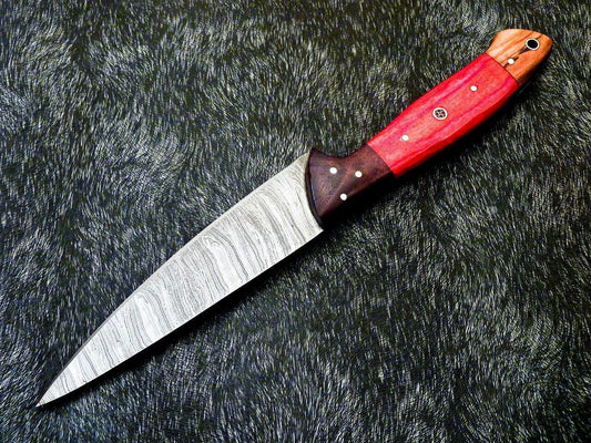 10" Professional Kitchen Chef Knife – Handmade Damascus Blade with Camel Bone Handle