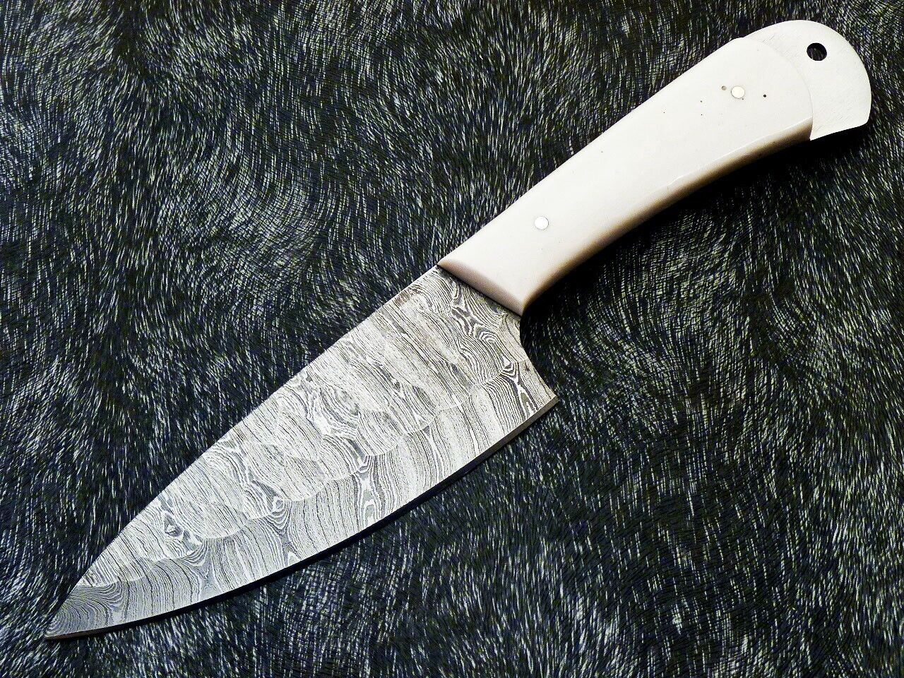 10" Custom Hand Forged Damascus Steel Chef Knife | Camel Bone Handle & Brass Pins