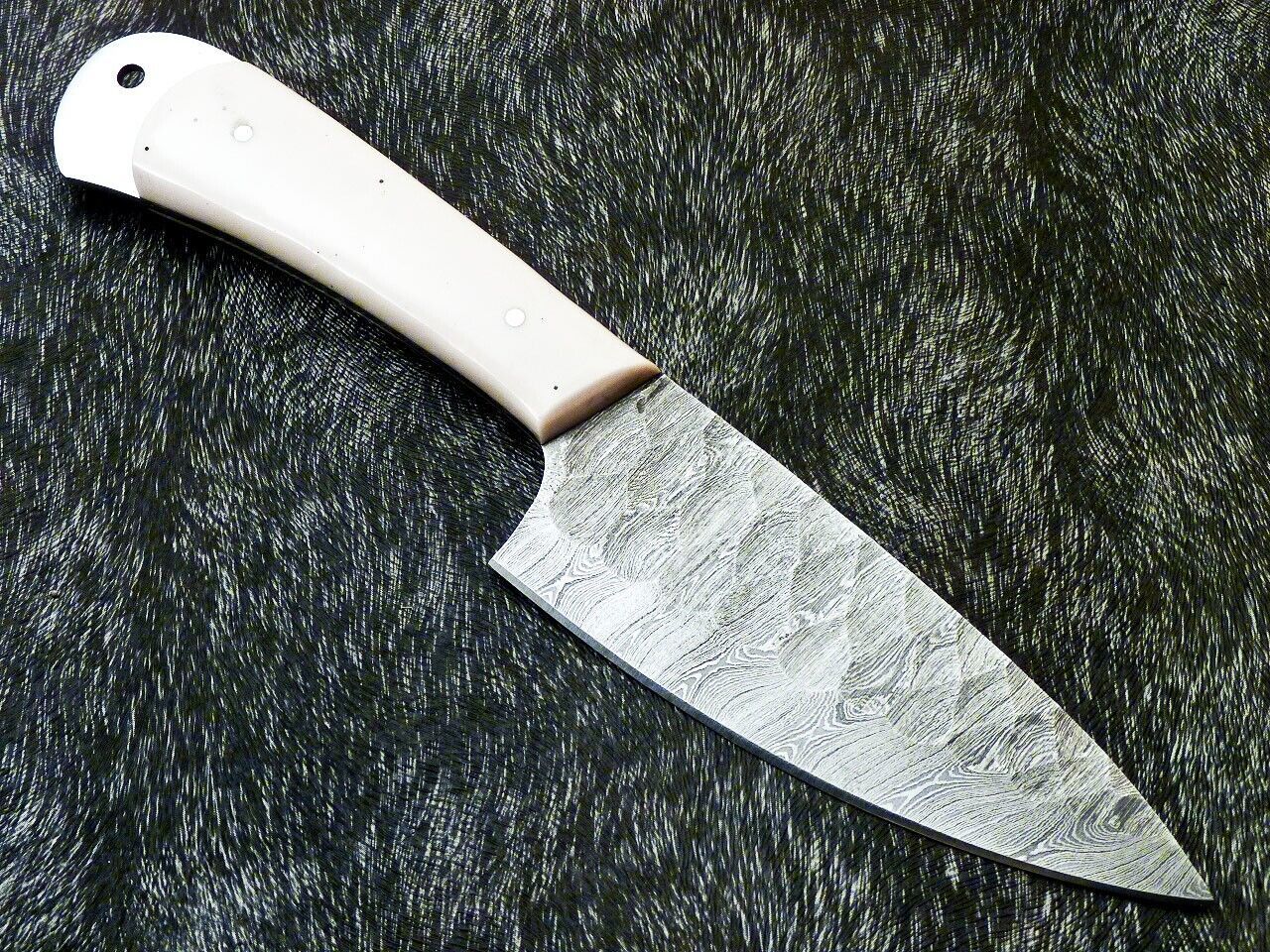 10" Custom Hand Forged Damascus Steel Chef Knife | Camel Bone Handle & Brass Pins