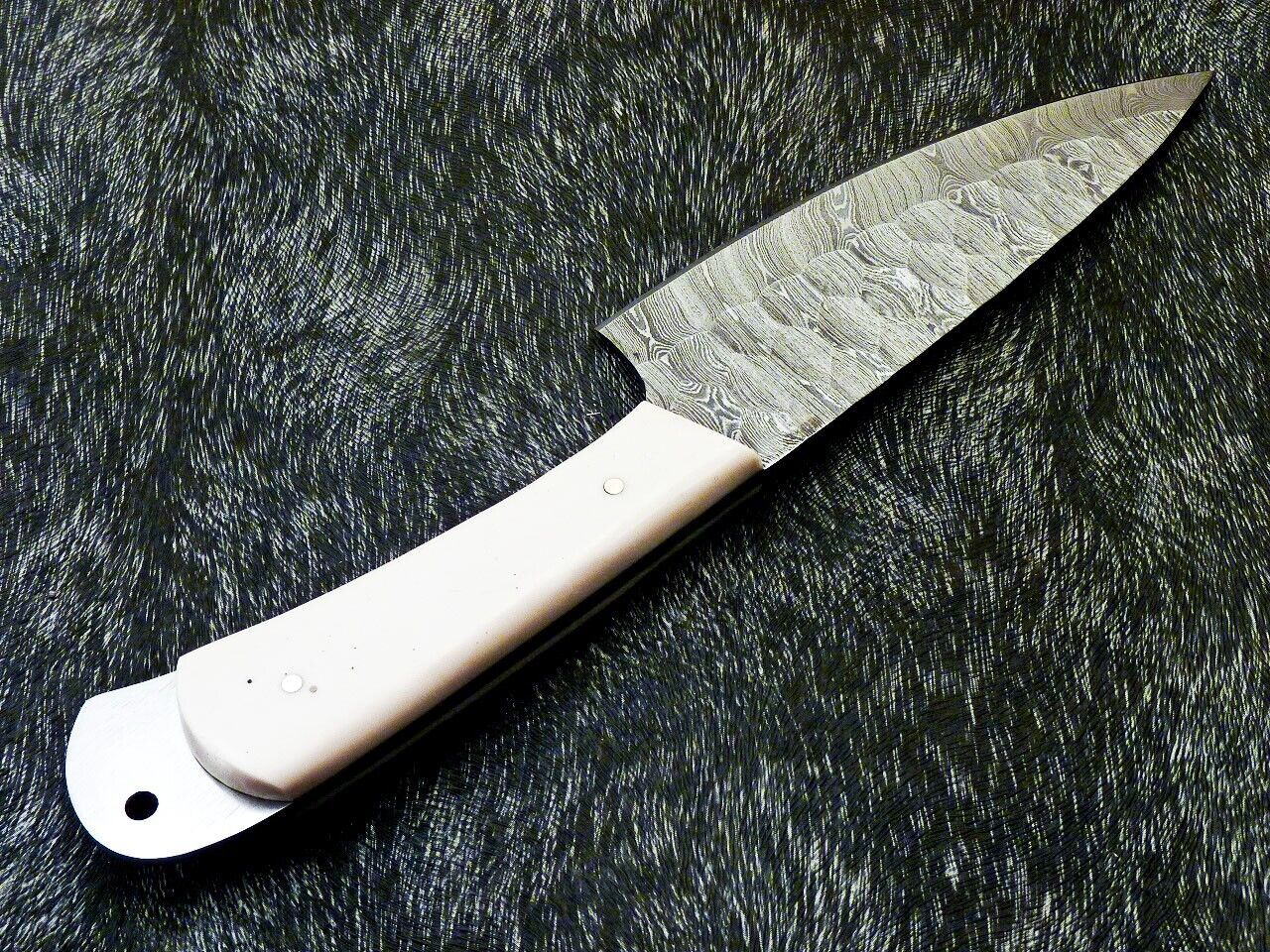 10" Custom Hand Forged Damascus Steel Chef Knife | Camel Bone Handle & Brass Pins