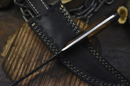 10" Twist Damascus Skinner Knife with Hardwood Handle & Micarta Bolster – Gift for Outdoorsmen