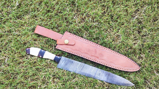 Custom Handmade Damascus Steel Kitchen Knife | Full Tang Chef & Fillet Knife Gift