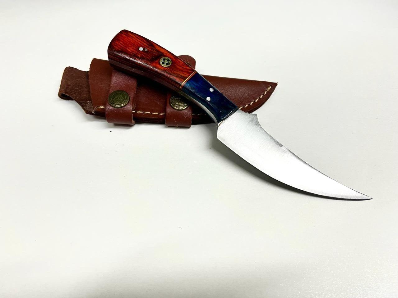 Handmade Skinner Knife – Stainless Steel J2 Blade with Wood Handle & Leather Sheath
