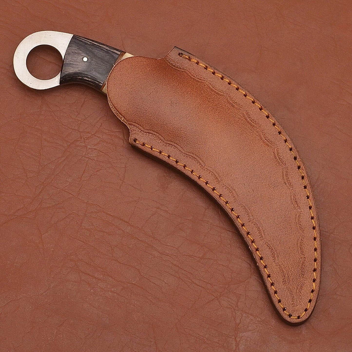Handmade Damascus Karambit 9"Damascus Steel Karambit Knife with Wood and Bone Handle