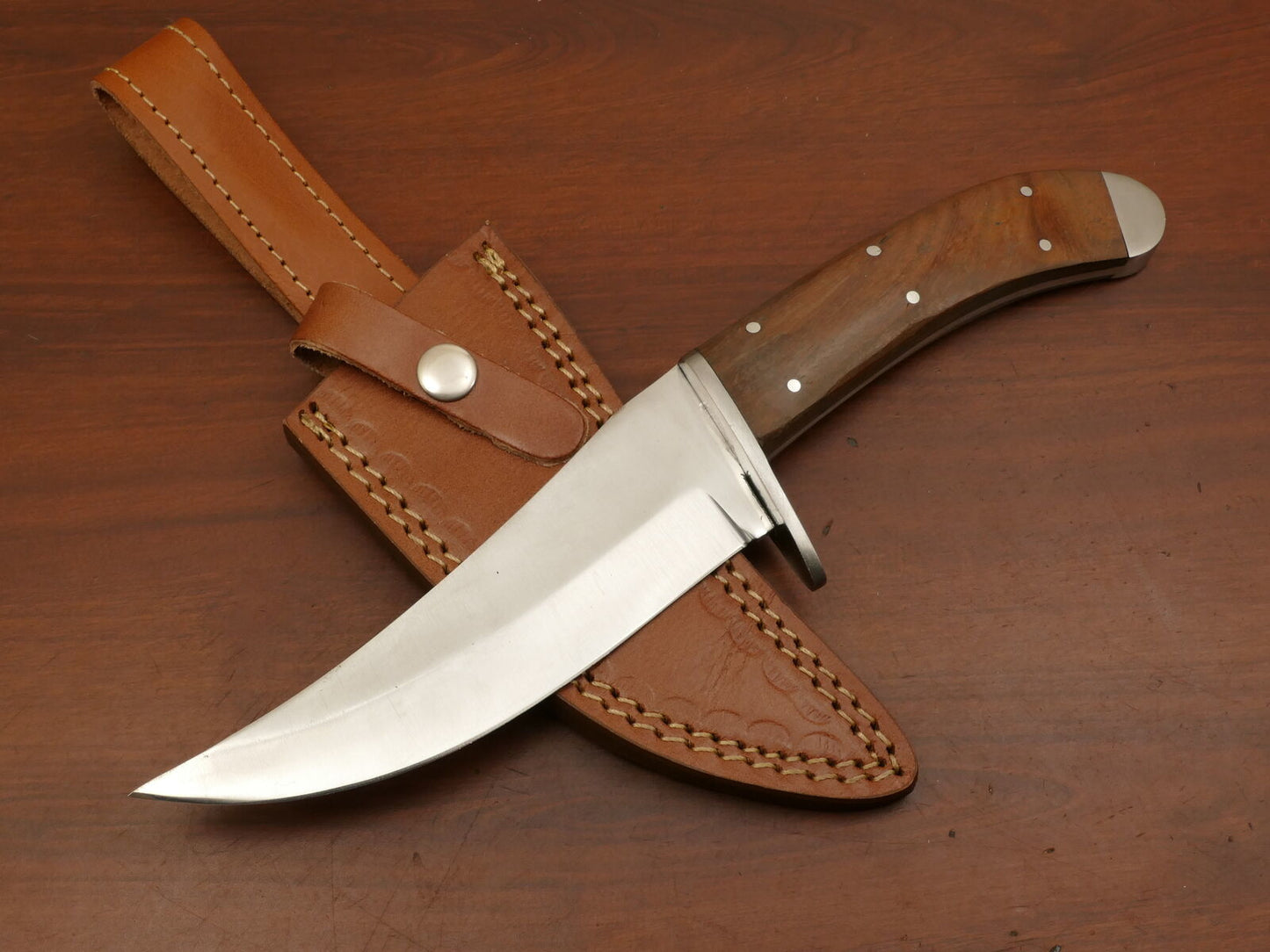 Hand Crafted D2 Steel Bowie Knife – Walnut Wood Handle & Steel Guard, EDC Ready