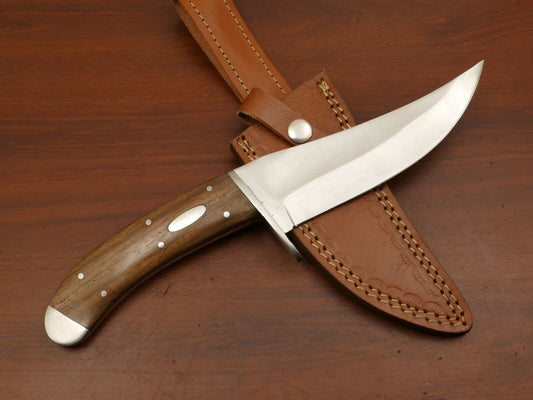 Hand Crafted D2 Steel Bowie Knife – Walnut Wood Handle & Steel Guard, EDC Ready