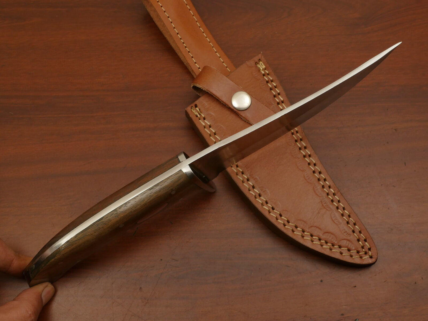 Hand Crafted D2 Steel Bowie Knife – Walnut Wood Handle & Steel Guard, EDC Ready