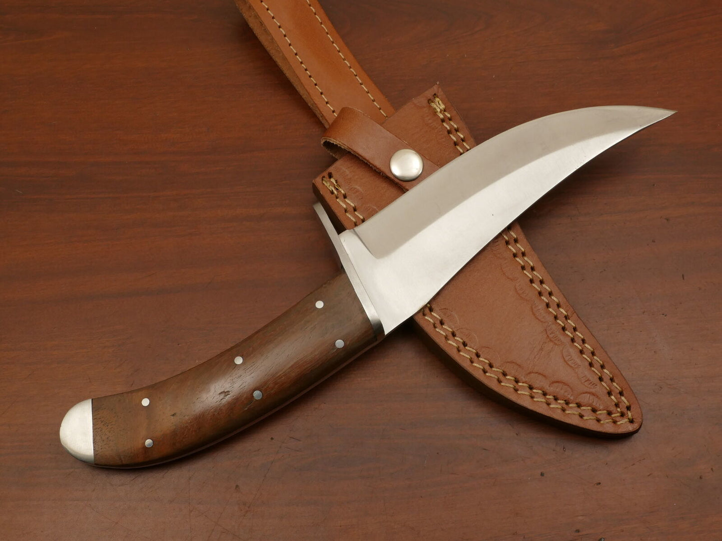 Hand Crafted D2 Steel Bowie Knife – Walnut Wood Handle & Steel Guard, EDC Ready