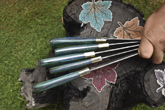 Handmade Chef Knife Twist Damascus Hard Wood Lot of 5 Hunter