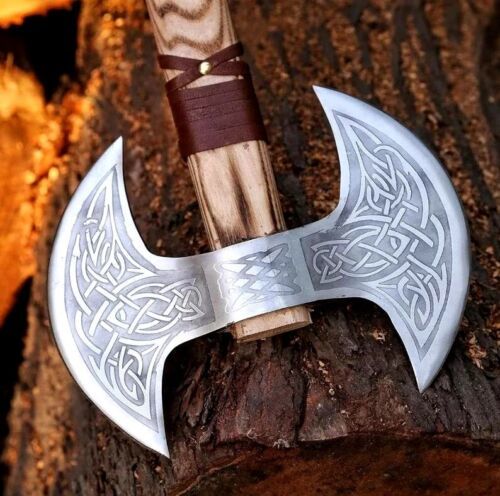 Double Headed Hand Forged Steel Viking Axe Battle Axe Double Blade Viking Axe