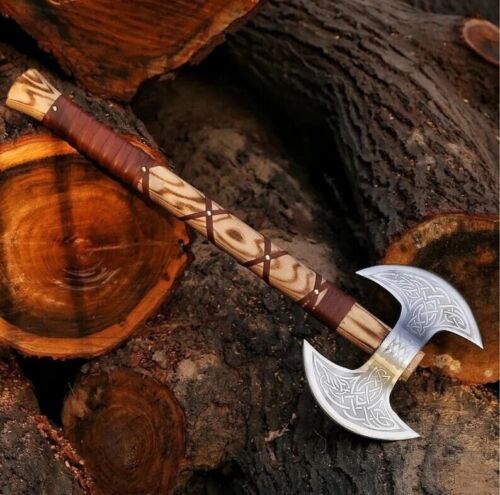 Double Headed Hand Forged Steel Viking Axe Battle Axe Double Blade Viking Axe